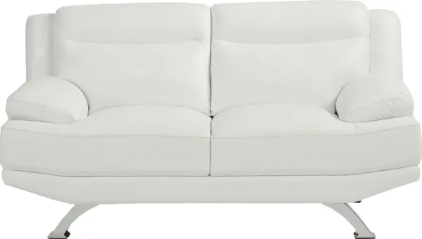Zamora White Leather Loveseat