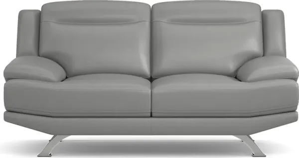 Zamora Gray Leather Loveseat