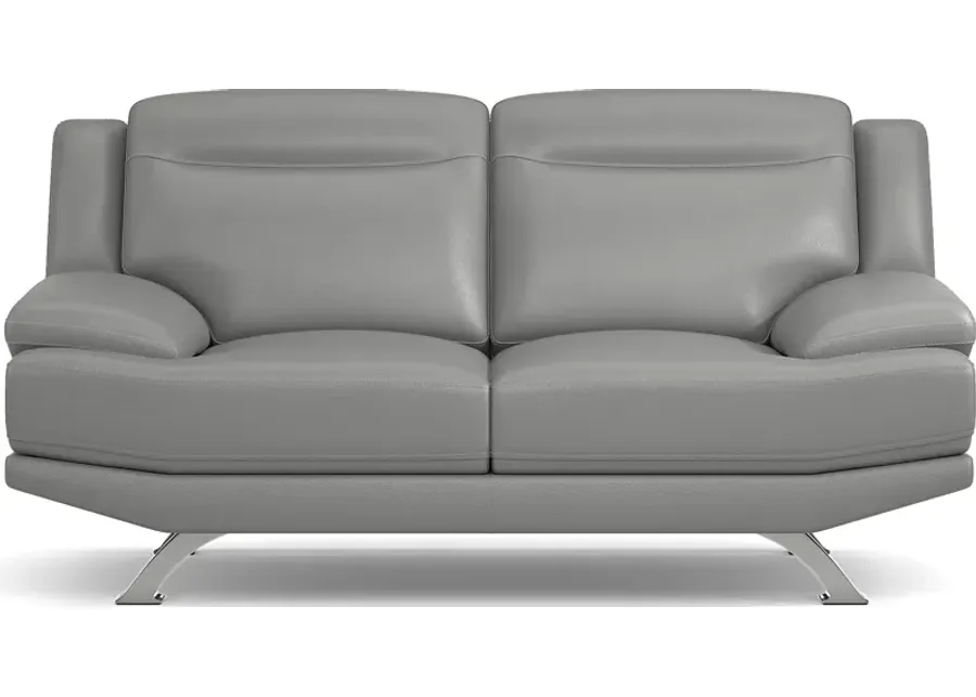 Zamora Gray Leather Loveseat