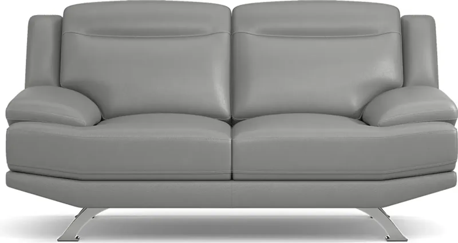 Zamora Gray Leather Loveseat