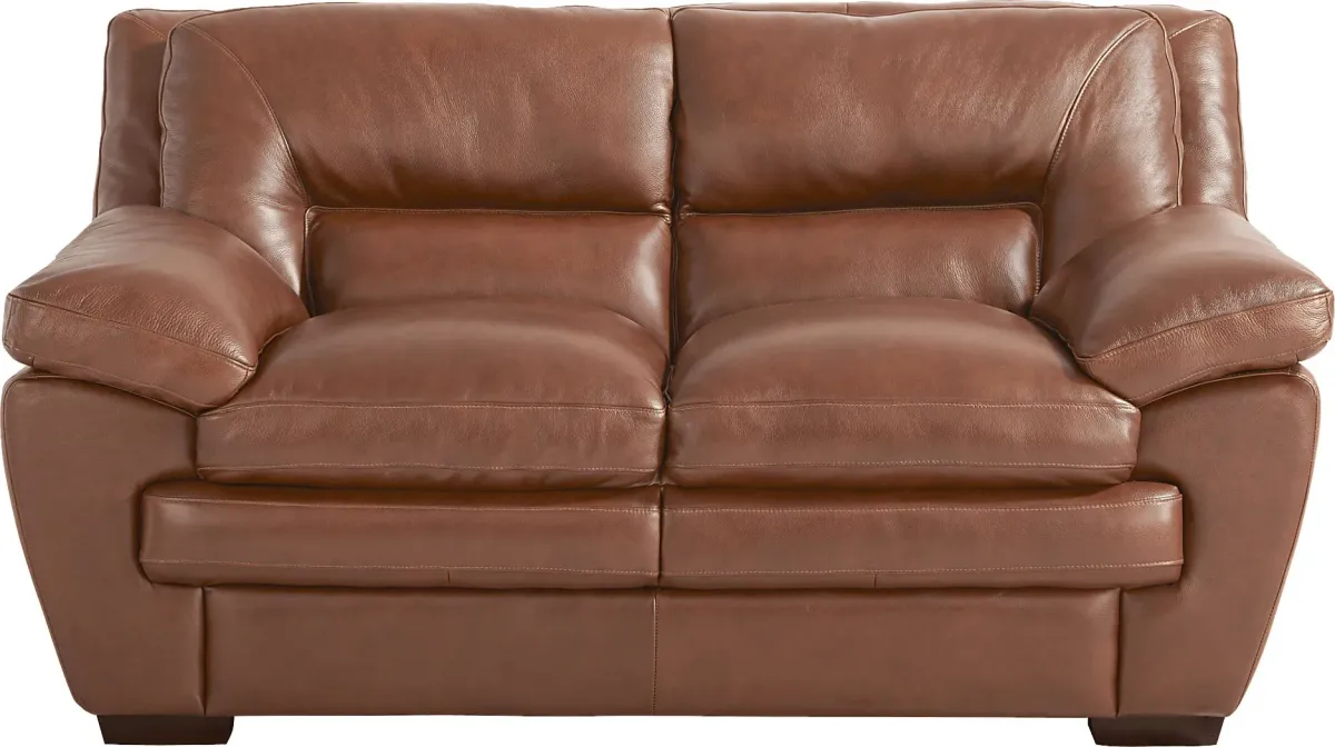 Hayworth Brown Leather Loveseat