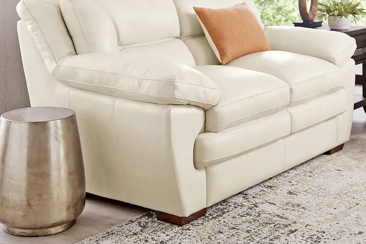 Hayworth Cream Leather Loveseat