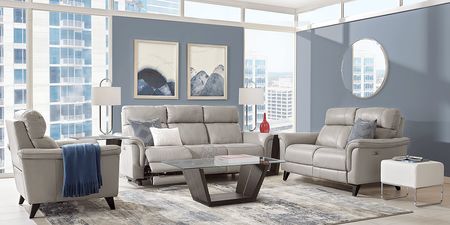 Avezzano Stone Leather 2 Pc Living Room with Dual Power Reclining Sofa