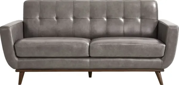 Greyson Gray Leather Loveseat