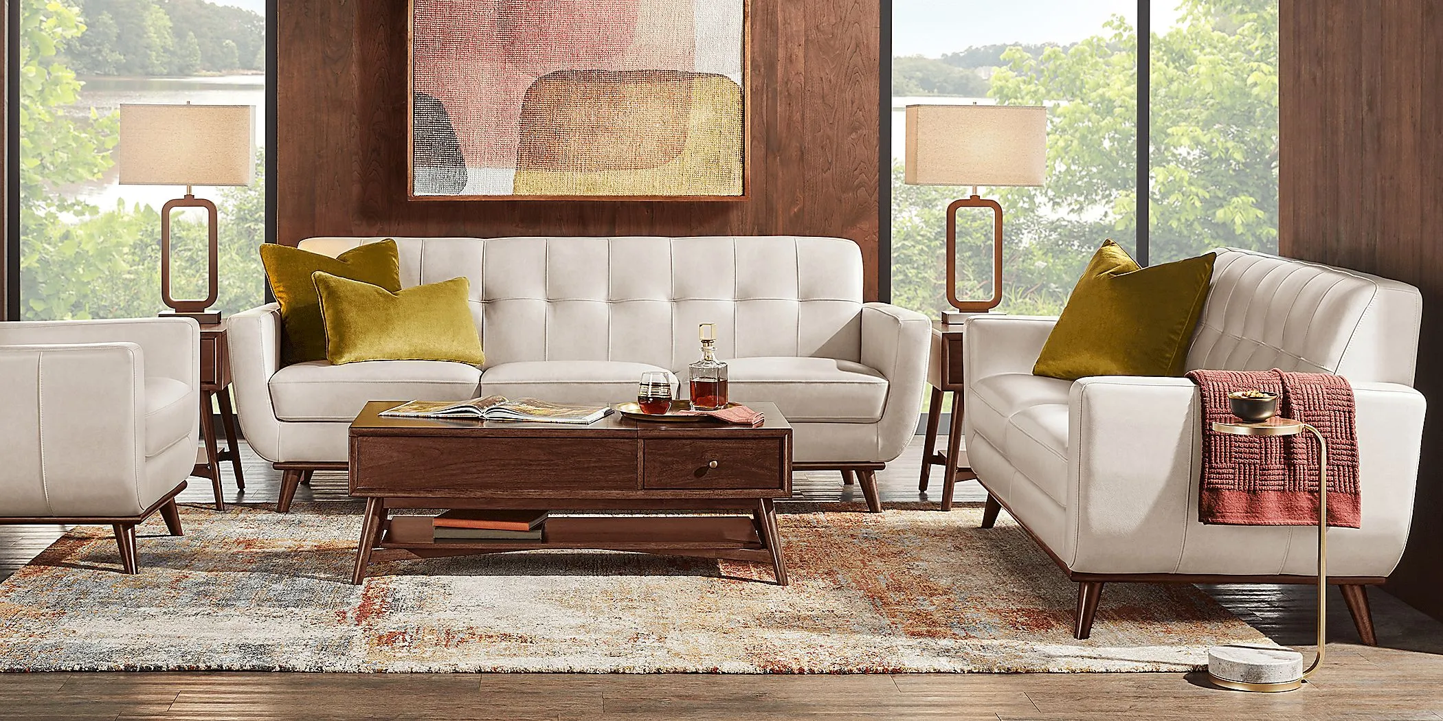 Greyson Ivory Leather Loveseat