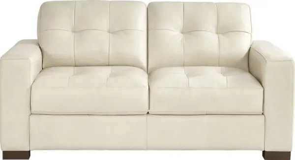Messina Ivory Leather Loveseat