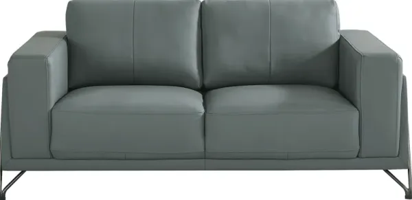 Camelot Slate Blue Leather Loveseat