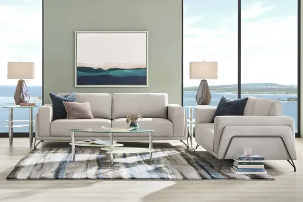 Camelot Dove Gray Leather 7 Pc Living Room