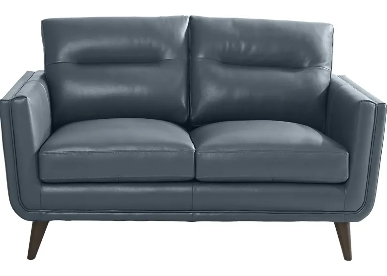 San Salerno Blue Leather Loveseat