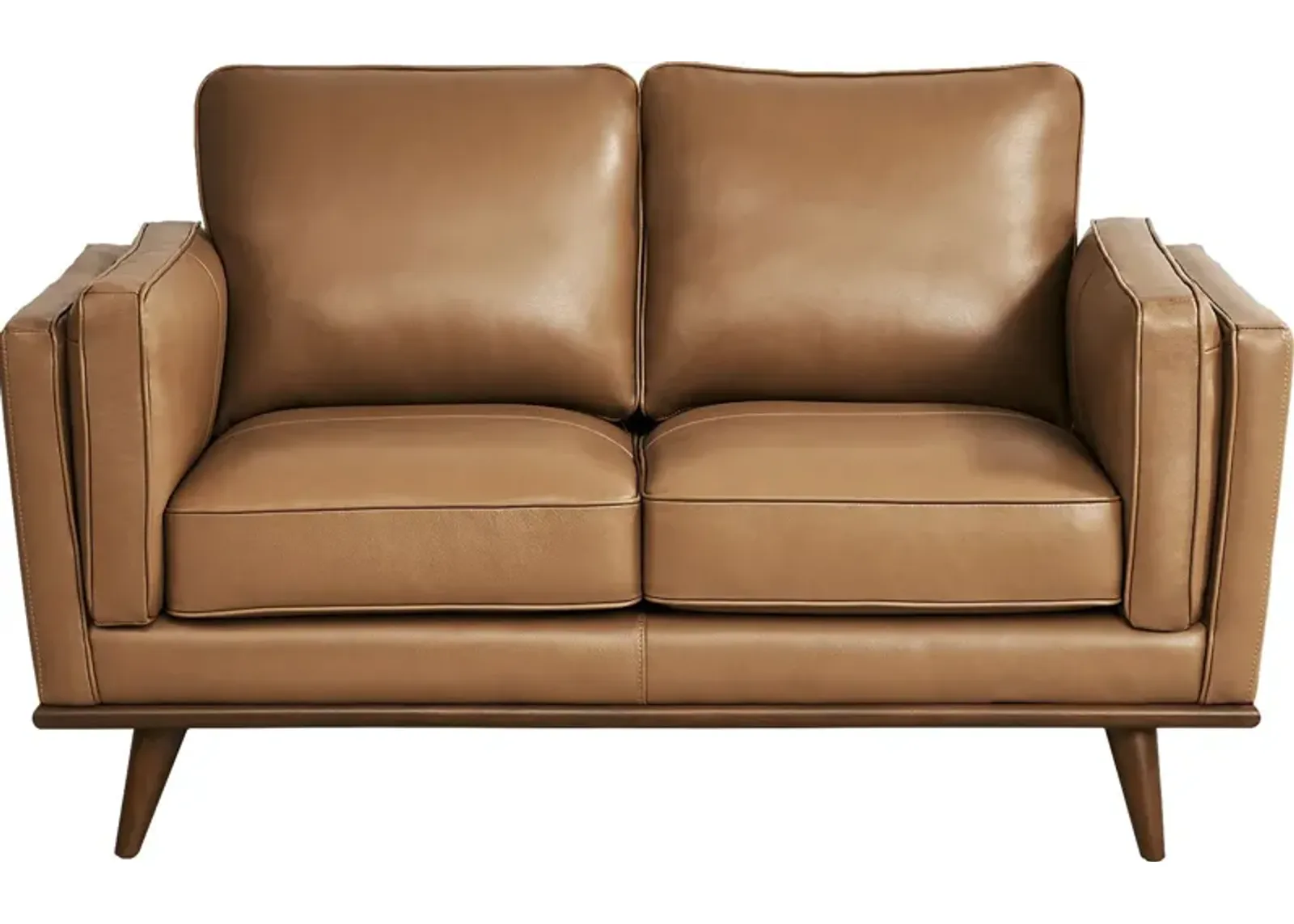 Cassina Court Caramel Leather Loveseat