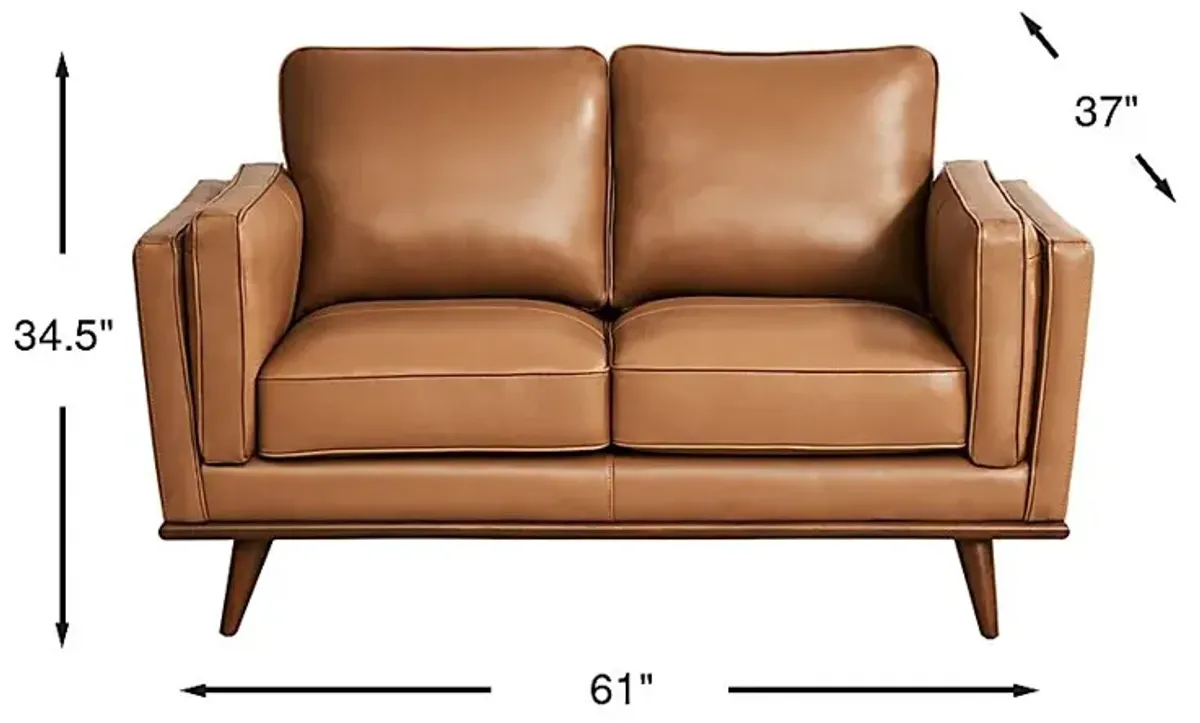 Cassina Way Caramel Leather Loveseat