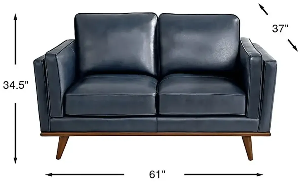 Cassina Way Navy Leather Loveseat