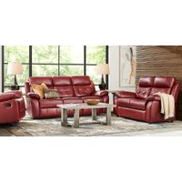 Antonin Red Leather 5 Pc Living Room with Reclining Sofa