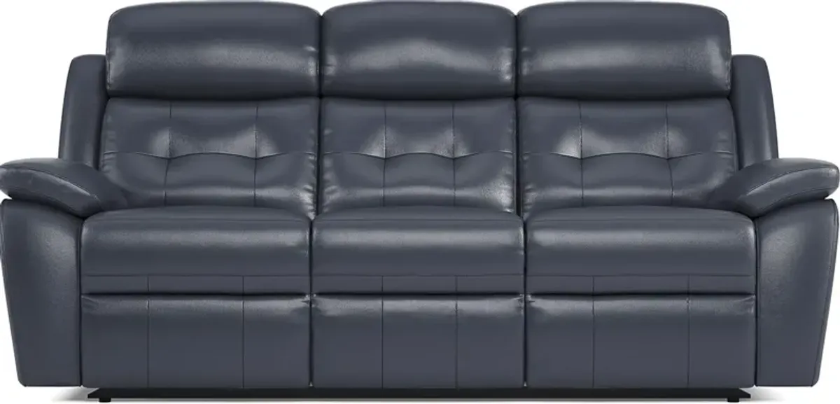 Antonin Blue Leather 5 Pc Living Room with Reclining Sofa