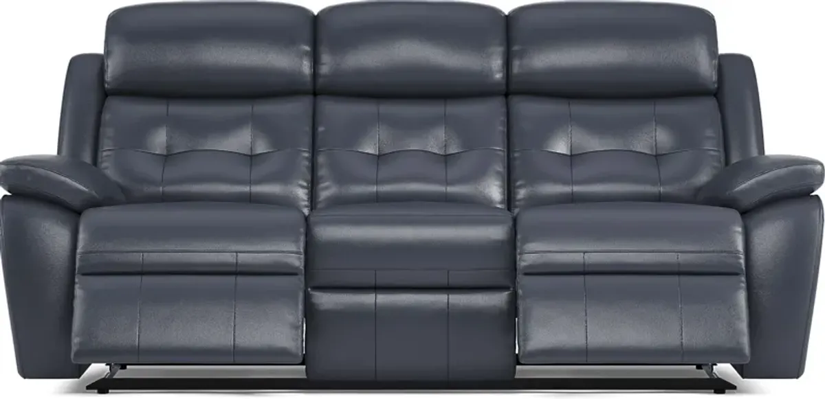 Antonin Blue Leather 5 Pc Living Room with Reclining Sofa