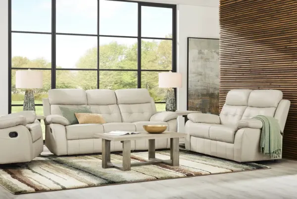 Antonin Beige Leather 5 Pc Living Room with Reclining Sofa