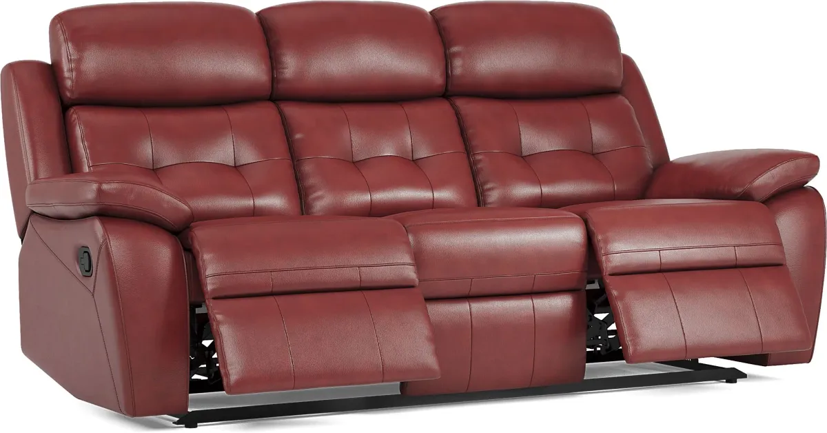 Antonin Red Leather 5 Pc Living Room with Reclining Sofa