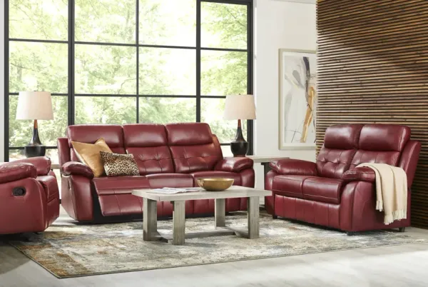 Antonin Red Leather 5 Pc Living Room with Reclining Sofa