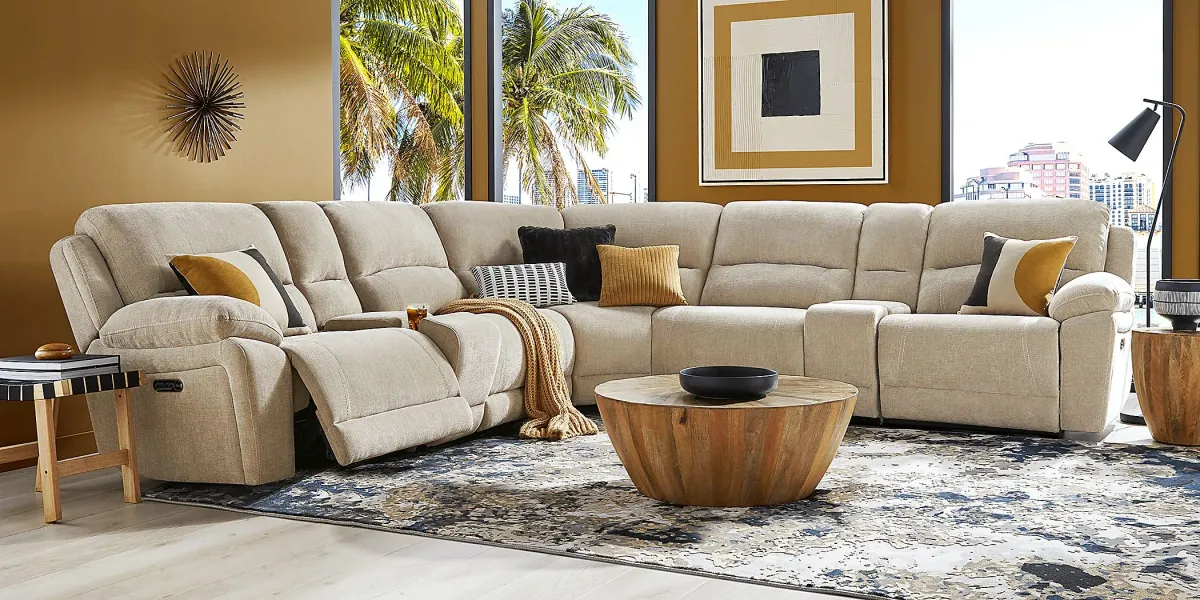 Douglas Park Sand 10 Pc Dual Power Reclining Sectional Living Room