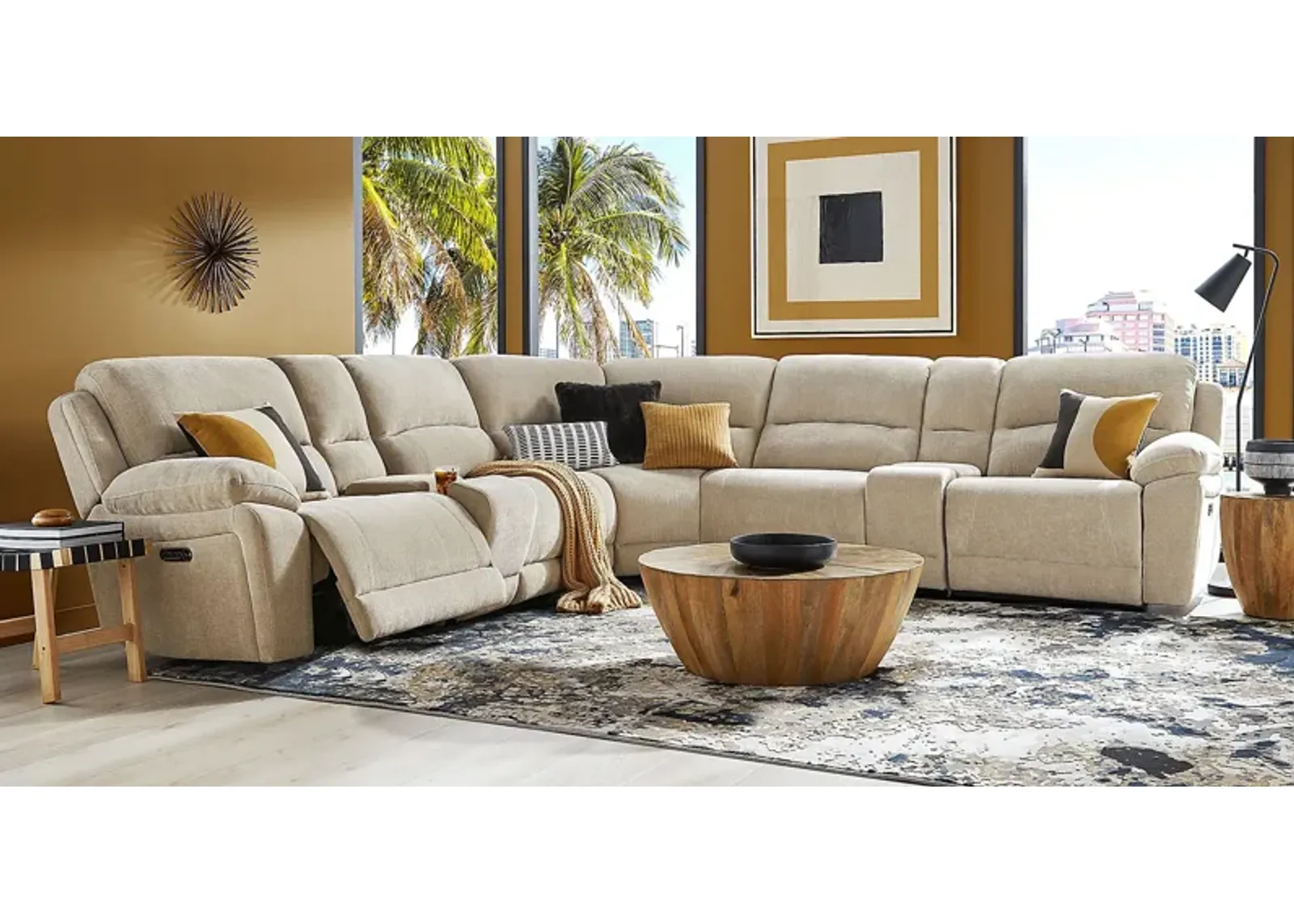 Douglas Park Sand 10 Pc Dual Power Reclining Sectional Living Room