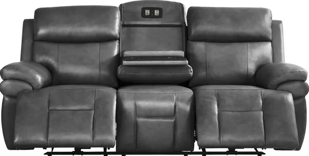 Eastmann Gray Leather 5 Pc Triple Power Reclining Living Room with Air Massage