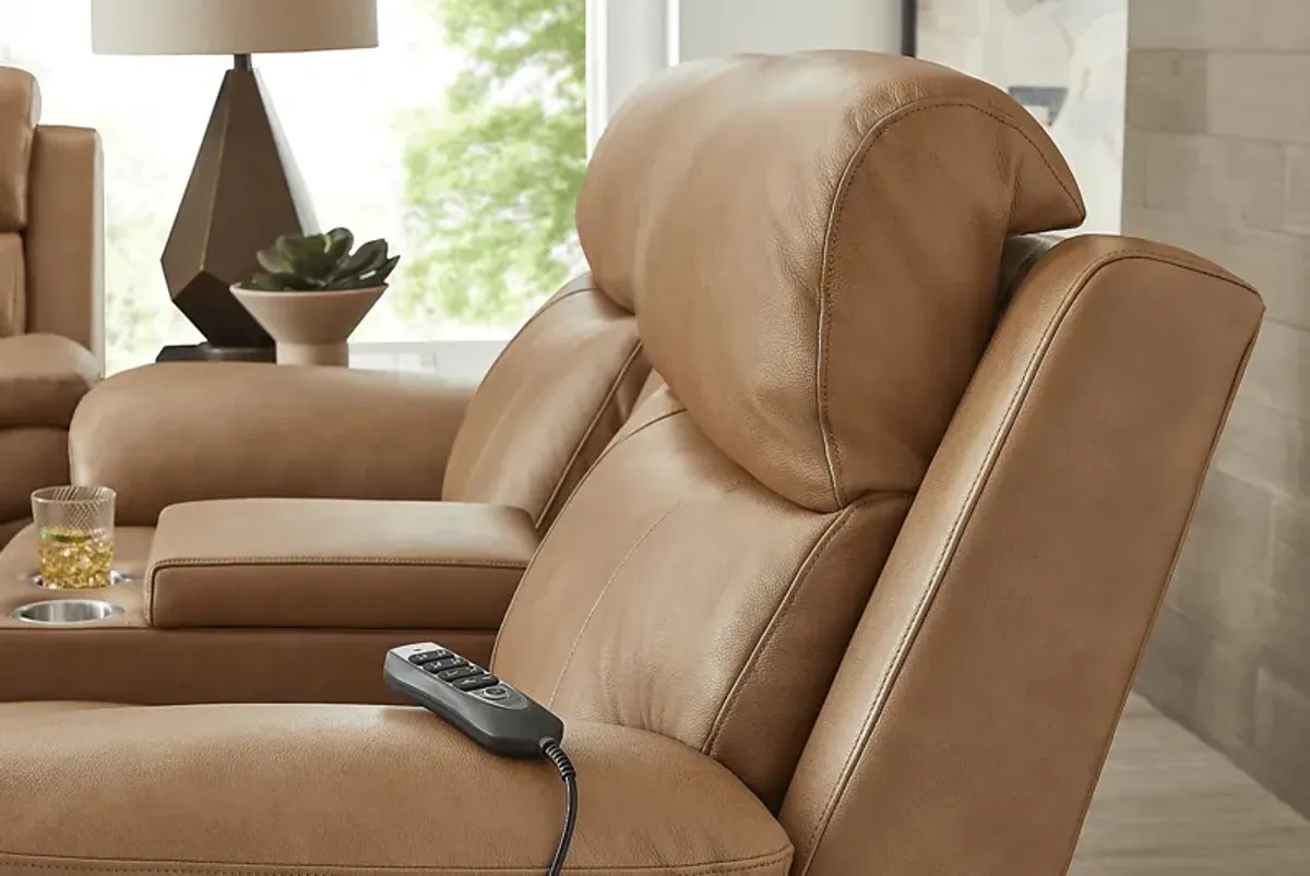 Eastmann Saddle Leather 5 Pc Triple Power Reclining Living Room with Air Massage