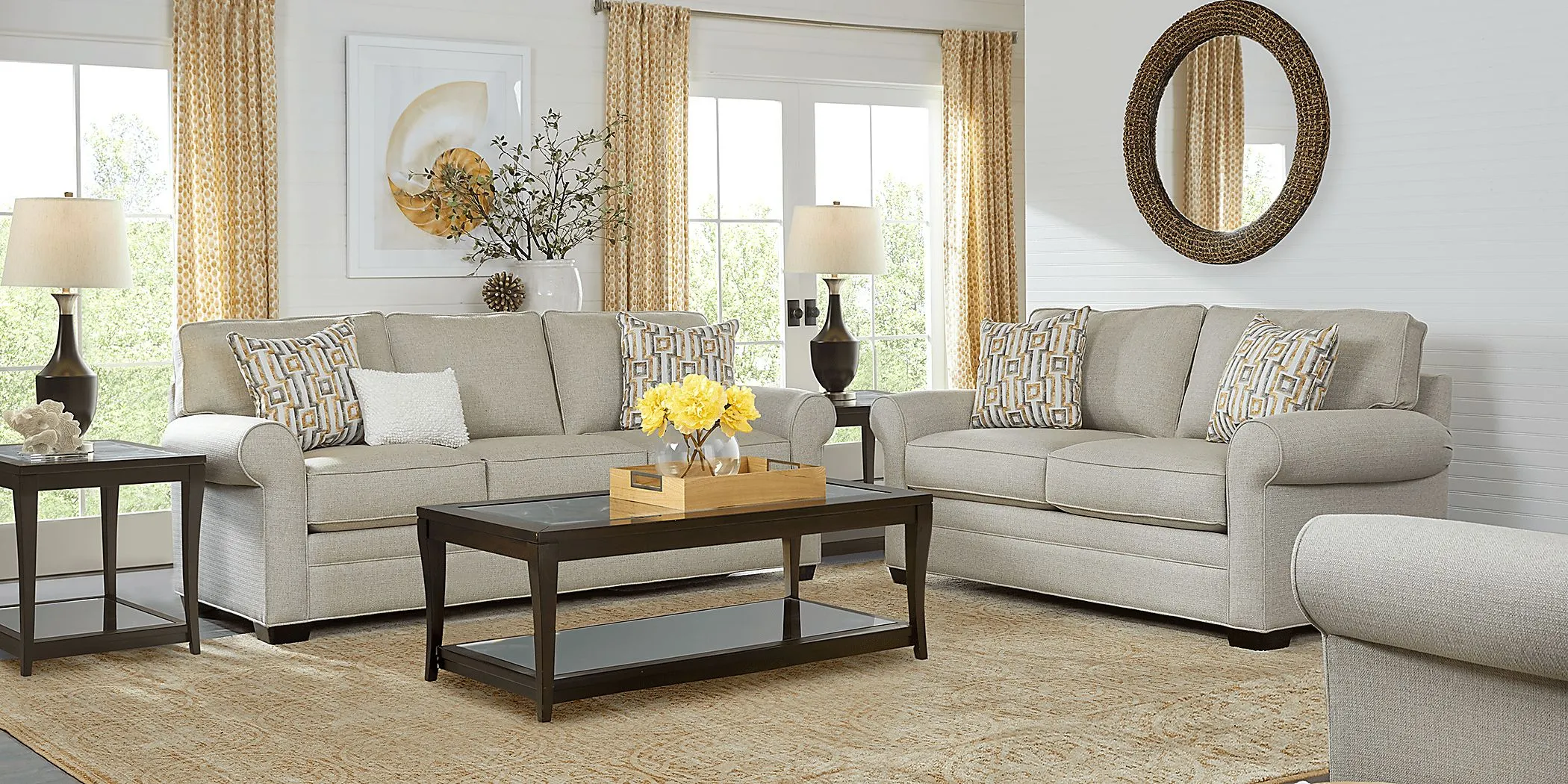 Cindy crawford home bellingham online gray textured sofa