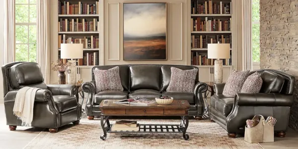 Calvano Lane Gray 3 Pc Leather Living Room