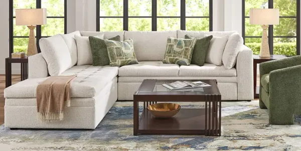 Sheridan Place Off-White 4 Pc Sleeper Sectional Living Room