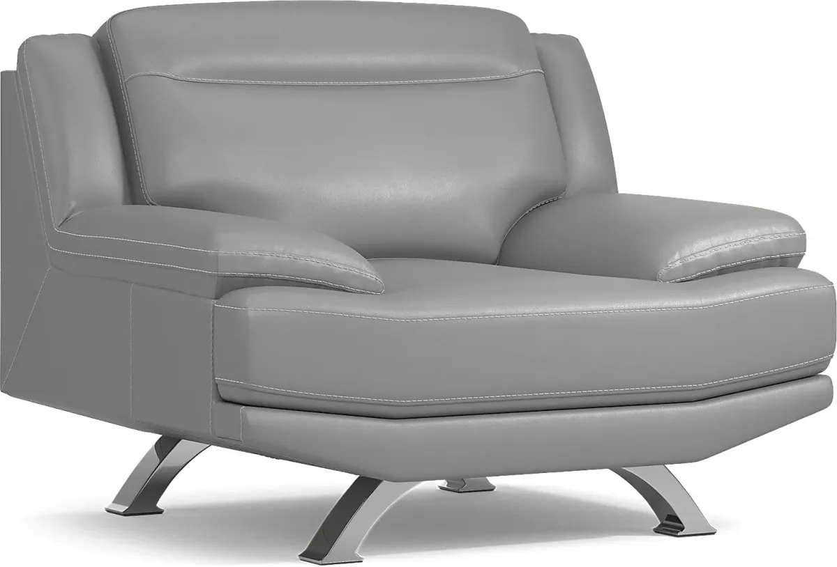 Zamora Gray Leather Chair