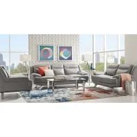 Zamora Gray Leather 6 Pc Living Room