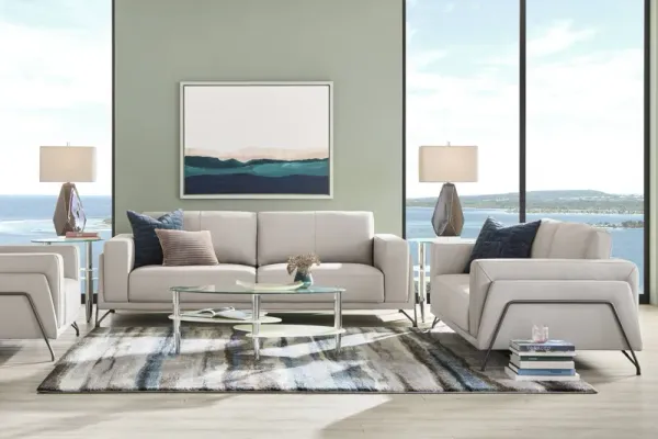 Camelot Dove Gray Leather 6 Pc Living Room