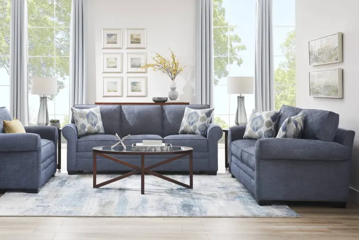 Bellingham Sapphire Textured Chenille 7 Pc Living Room with Sleeper Sofa