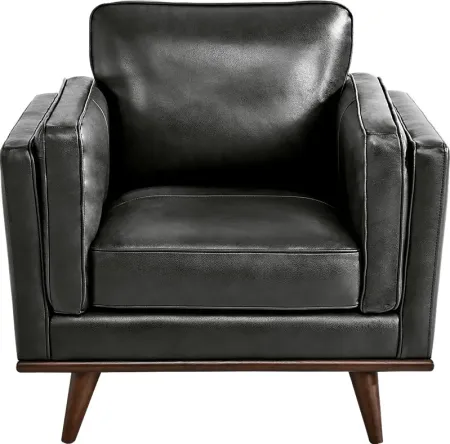 Cassina Court Black Leather Chair