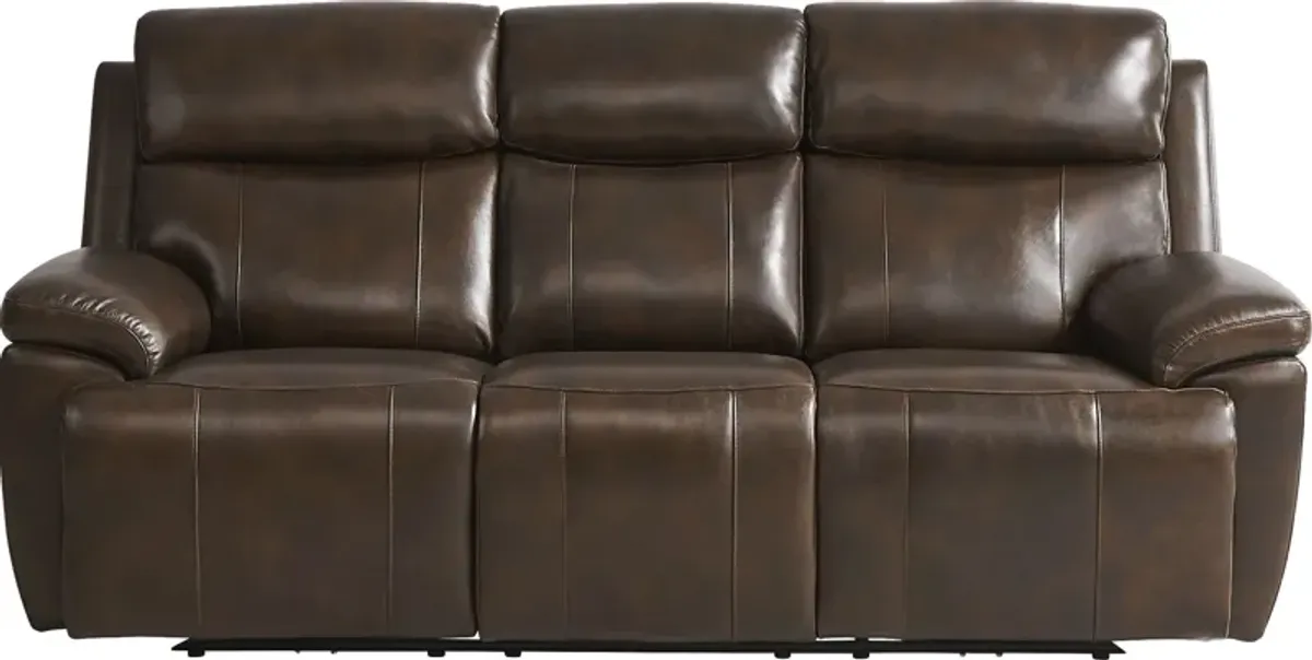 Barolo Brown Leather 3 Pc Triple Power Reclining Living Room with Massage and Heat