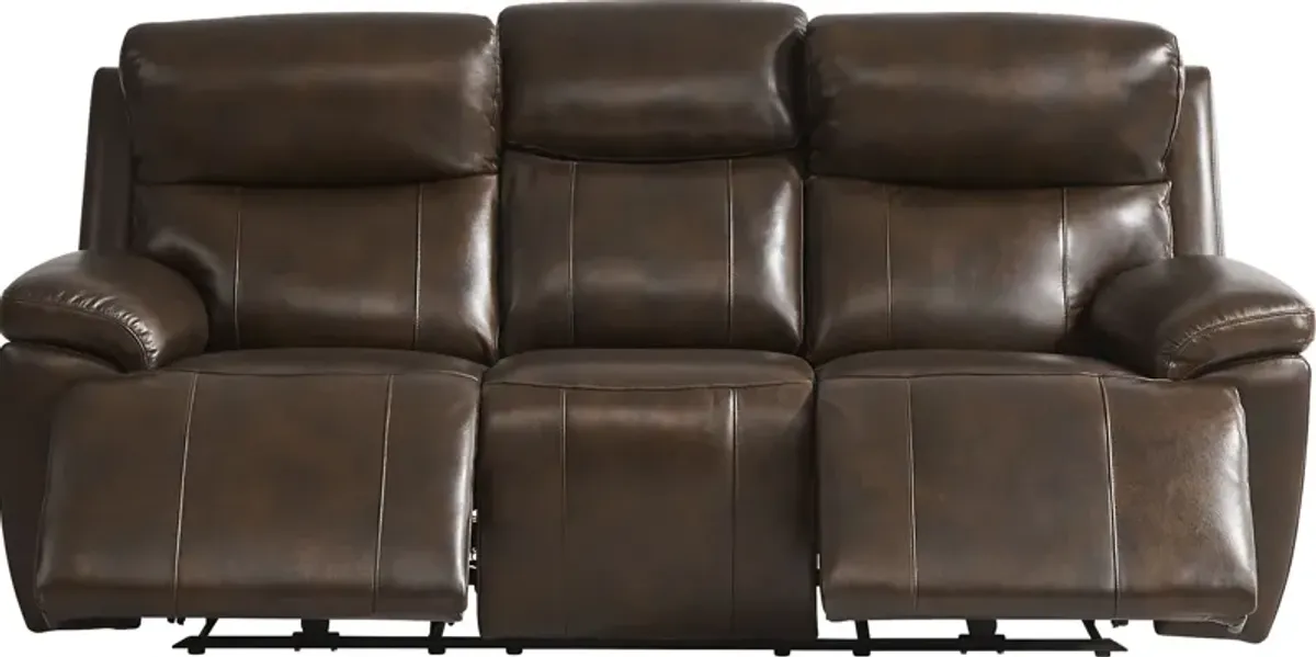 Barolo Brown Leather 3 Pc Triple Power Reclining Living Room with Massage and Heat