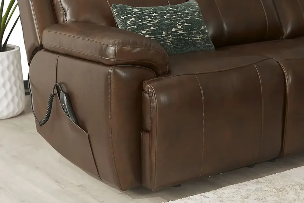 Barolo Brown Leather 3 Pc Triple Power Reclining Living Room with Massage and Heat