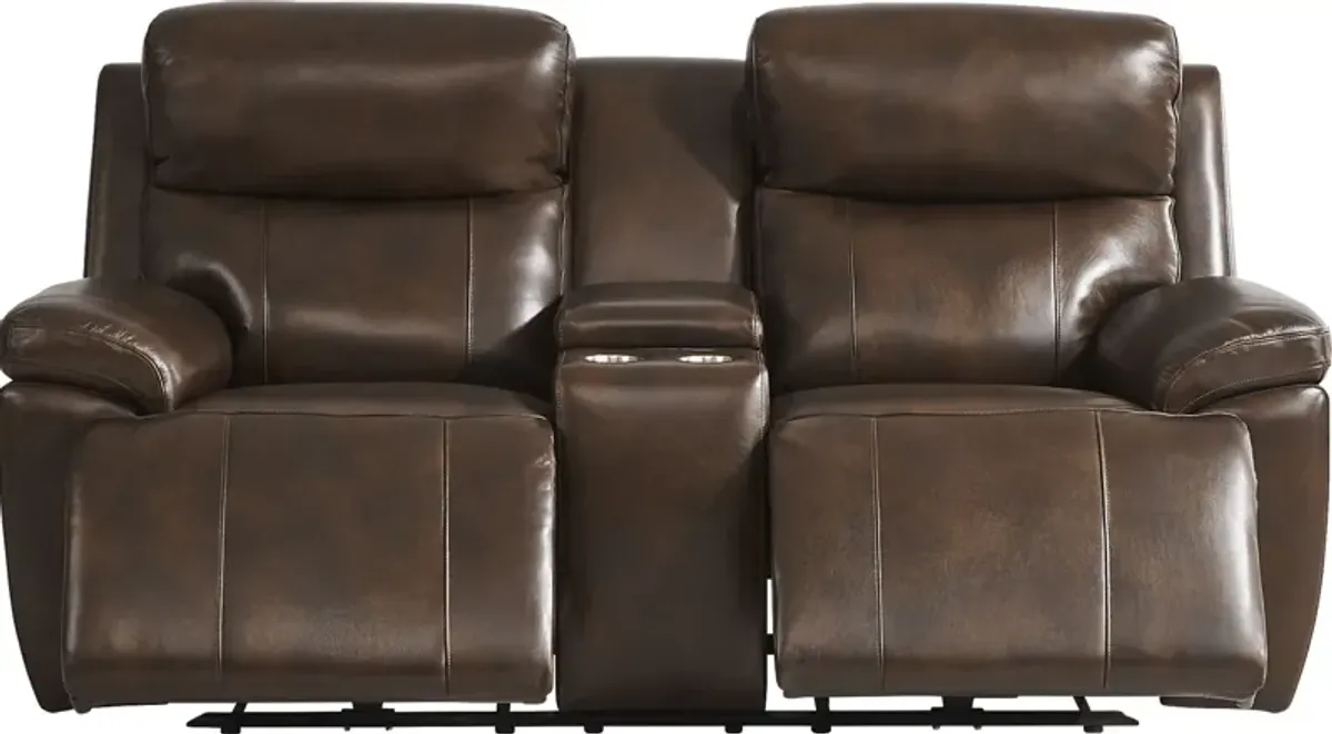 Barolo Brown Leather 3 Pc Triple Power Reclining Living Room with Massage and Heat