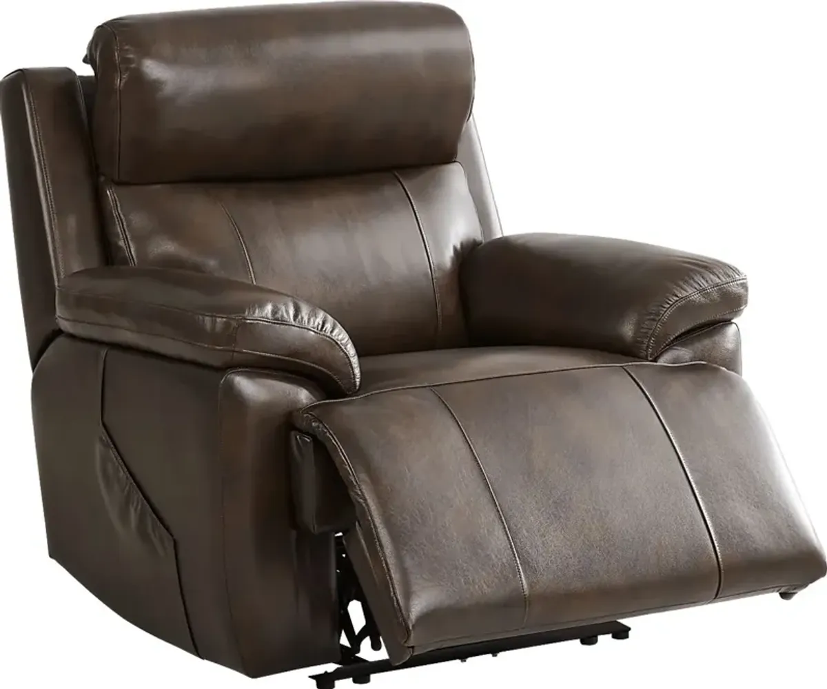 Barolo Brown Leather 3 Pc Triple Power Reclining Living Room with Massage and Heat