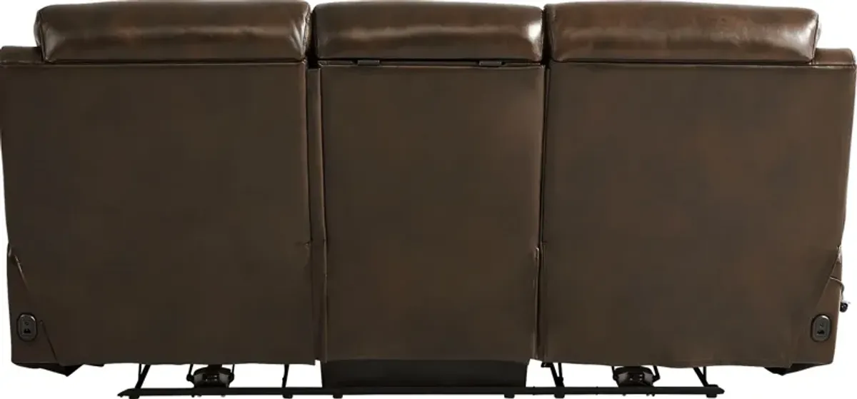 Barolo Brown Leather 3 Pc Triple Power Reclining Living Room with Massage and Heat