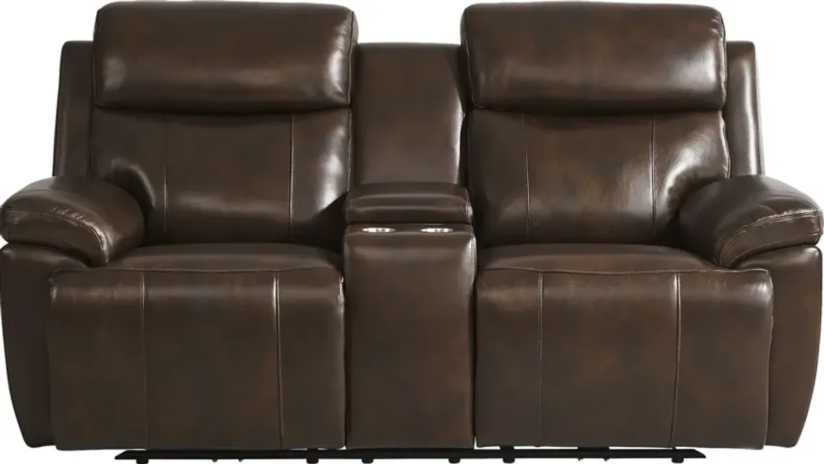 Barolo Brown Leather 3 Pc Triple Power Reclining Living Room with Massage and Heat