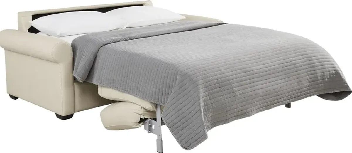 Parker Cream Leather Sleeper Loveseat