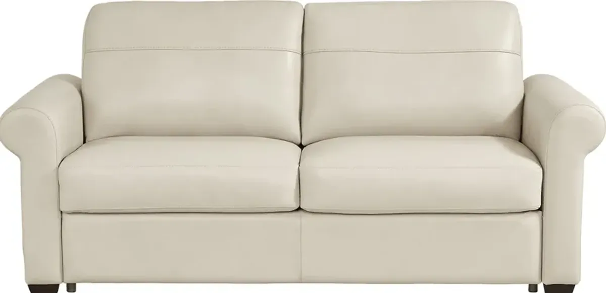 Parker Cream Leather Sleeper Loveseat