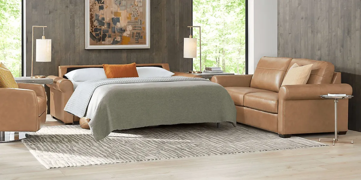 Parker Saddle Leather Sleeper Sofa