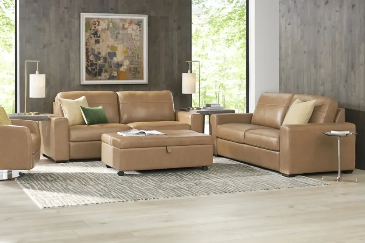 Parker Saddle Leather 7 Pc Living Room with Sleeper Sofa