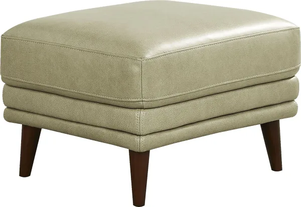 Harrington Park Sage Leather Ottoman