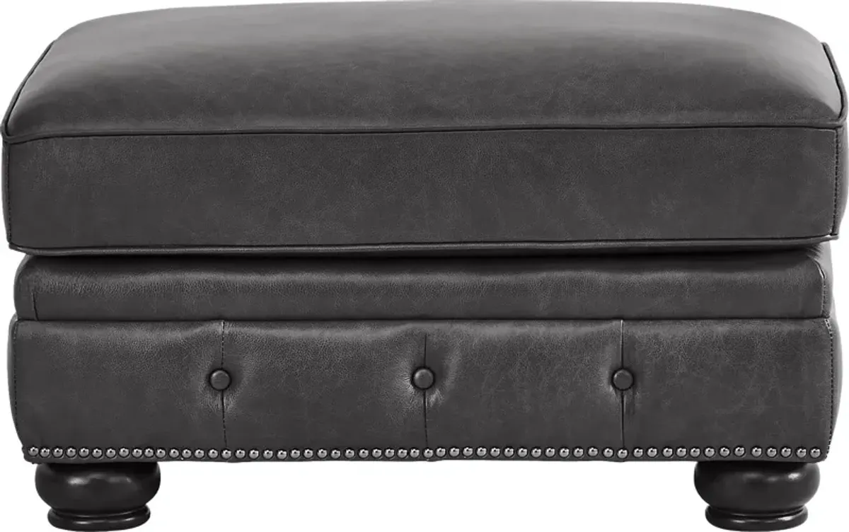 Winchester Way Gray Leather Ottoman