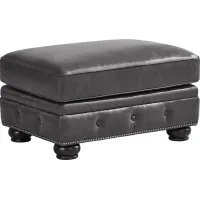 Winchester Way Gray Leather Ottoman