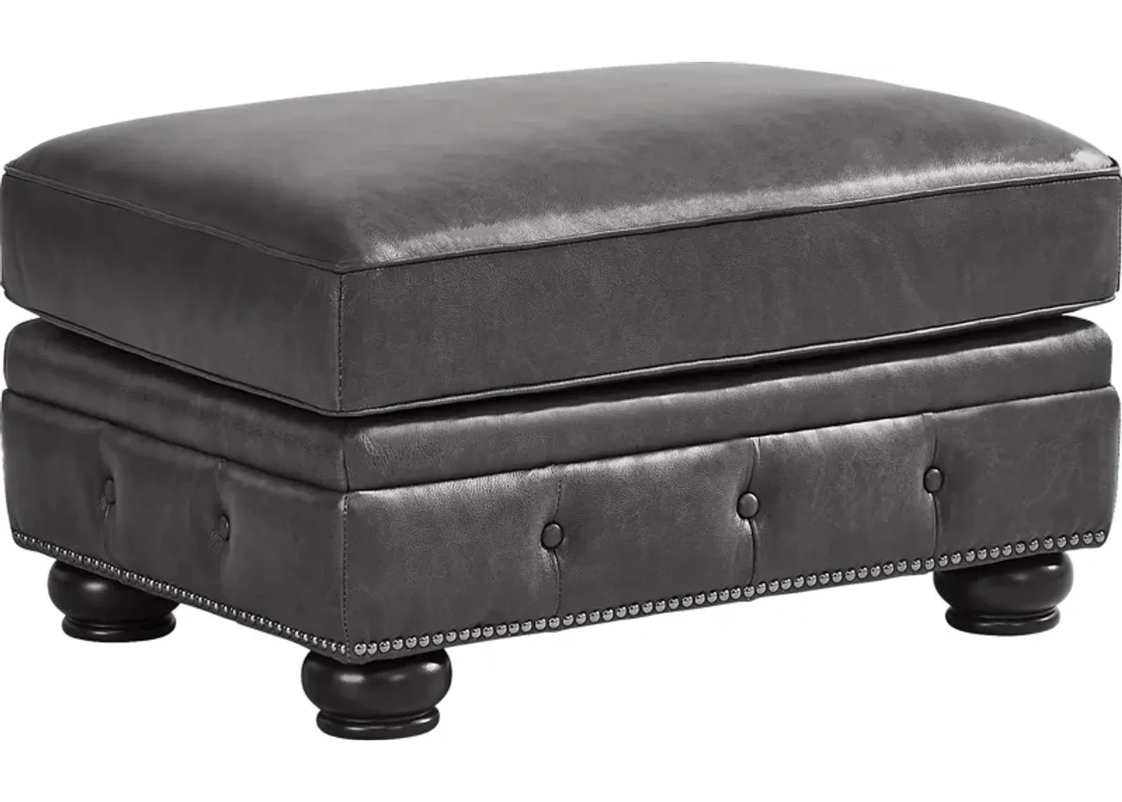 Winchester Way Gray Leather Ottoman