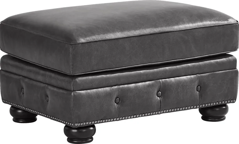 Winchester Way Gray Leather Ottoman